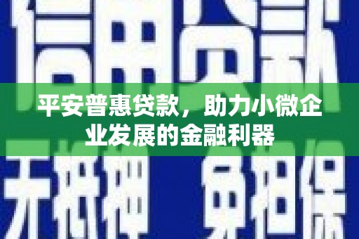 崇仁平安普惠贷款，助力小微企业发展的金融利器