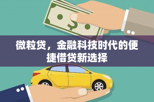 崇仁微粒贷，金融科技时代的便捷借贷新选择